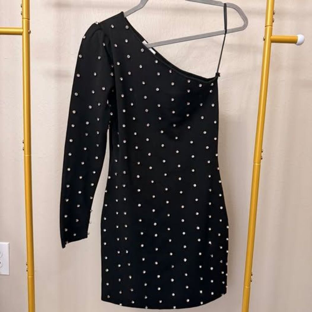 NWOT GIANNI BINI Rhinestone One Shouldered Body Con Dress